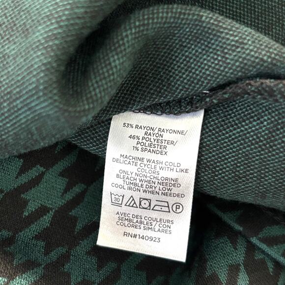 Loft Wms Small Green Black Houndstooth Flounce Hem Dress Academia Schoolgirl - Picture 8 of 9